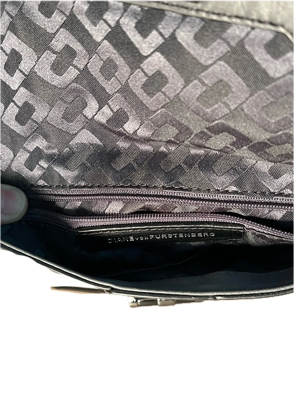 Diane Von Furstenberg Envelope Leather Clutch Wallet Black Evening Bag
